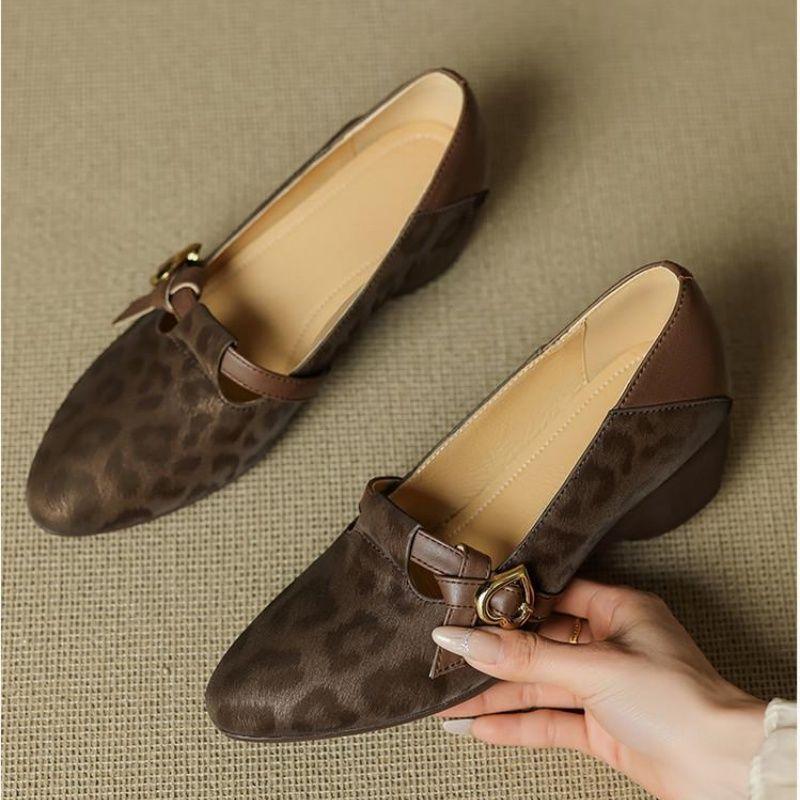 FHC 2025 New Spring Wedges Mid Heels,Office Lady Work Shoes,Women Pumps,Round Toe,Front Strap,Brown,Black,SIze 35-41,Dropship