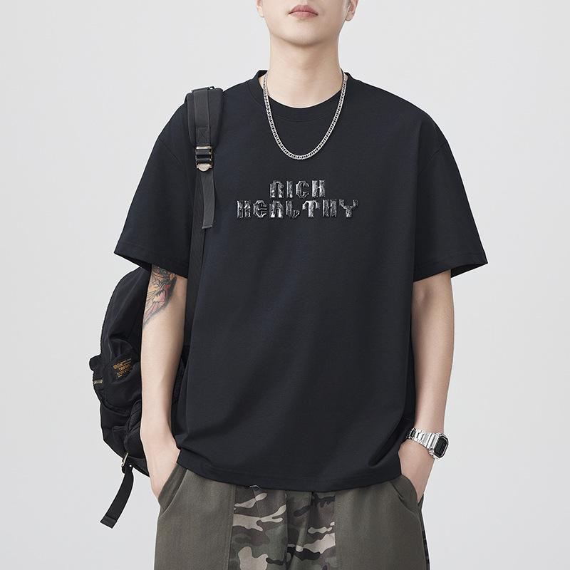 

New Summer Drop-off Printing Short-sleeved T-shirt for Men s Loose Japanese Casual 4XL