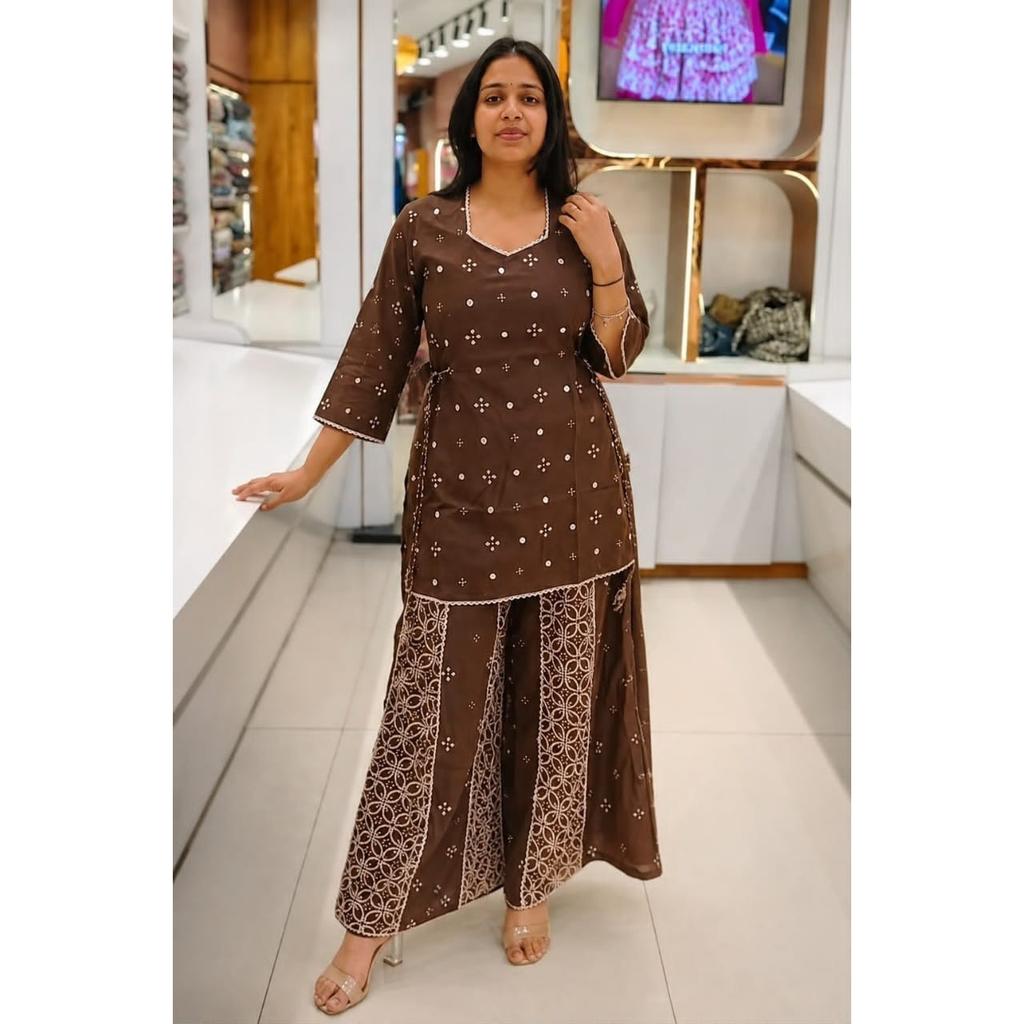 Women's Party Wear Kurti with Palazzo Set Pakisatni Party Wear Kurta Cord Set