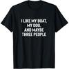 I Love Dog Boat Three People Captain Boater Boating T Shirts Men Cotton Humor Streetwear Tee Short Sleeve Unisex Loose Clothing