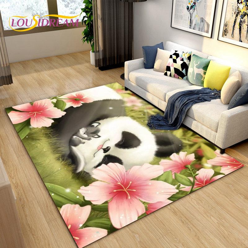 

3D мультфильм милый коврик с пандой, ковер для гостиной, спальни, дивана, коврик для кухни, украшение для кухни, детские игры, нескользящий напольный коврик 40x60cm