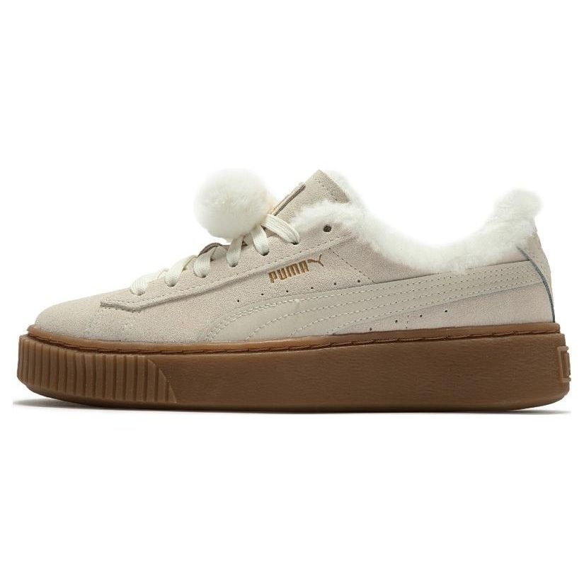 Puma Suede Platform Fleece Low-Top Sneakers Women Sneakers Beige 392193-01