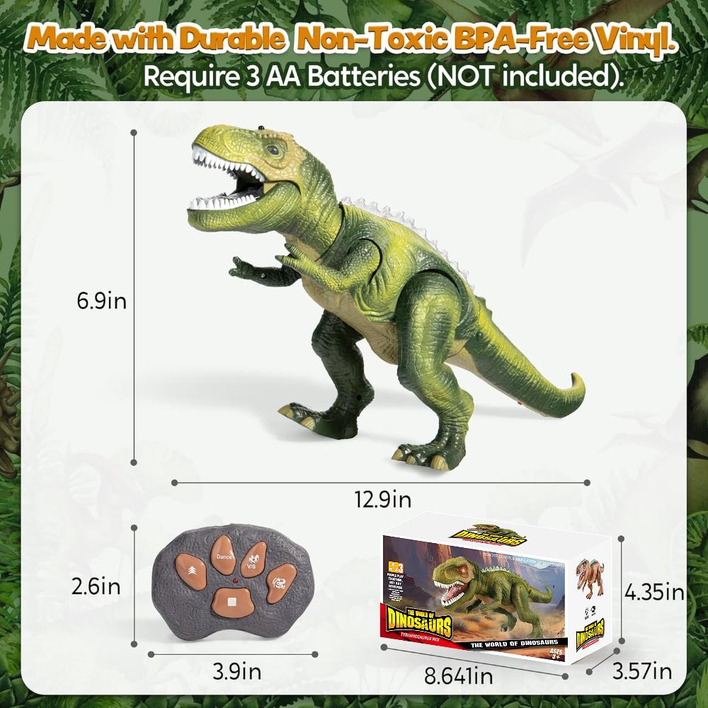 Robot Dinosaur Toy with Light & Realistic Roaring Sound, Remote Control Walking & Dancing, Kids Electronic Toy, Birthday Gift