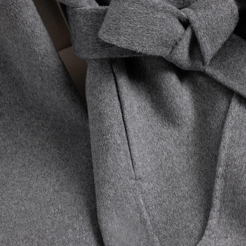 Palton lung de damă slim fit, 100% lână dublu-fațetată, la modă și versatil pentru toamnă și iarnă.