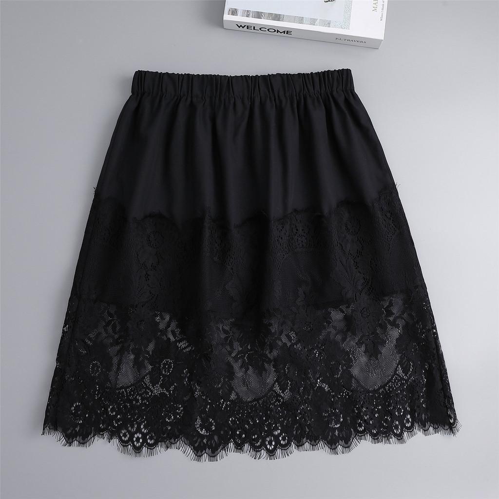 Schwarzer, sommerlicher Chiffon-Midirock mit Zierelementen – ideal für Freizeit und Büro
