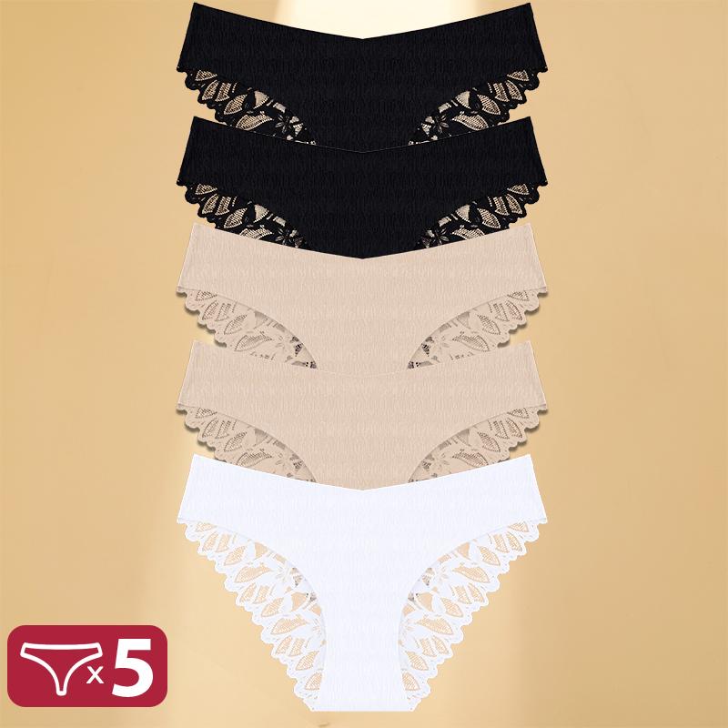 

5 шт./компл. прозрачное кружевное нижнее белье с цветочным узором бесшовное треугольное нижнее белье сексуальные облегающие трусики для женщин удобные трусики L&Set