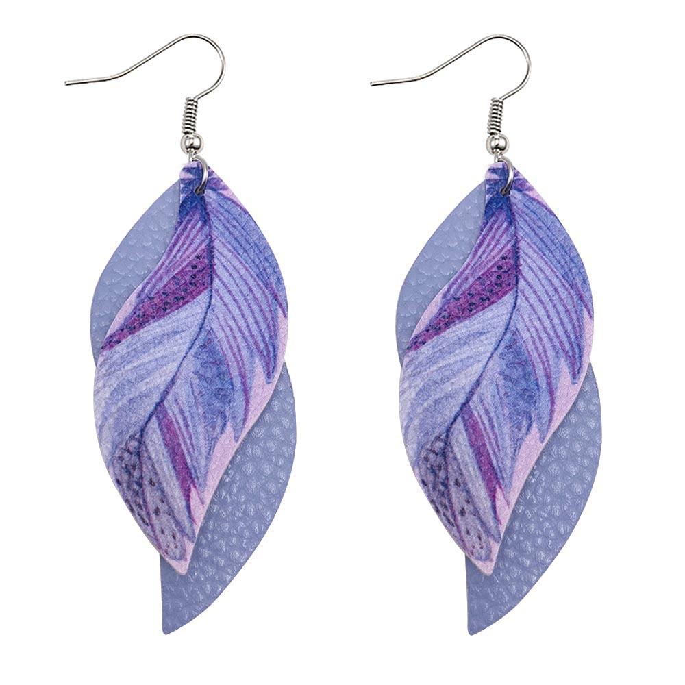 Female leaf leather earrings, feather earrings, jewelry accessories