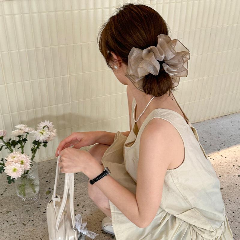 Eugen Yarn Large Intestine Hair Band Women'S Headgear Simple And Advanced French Head Flower Hair Rope Hair Band Hair Accessories