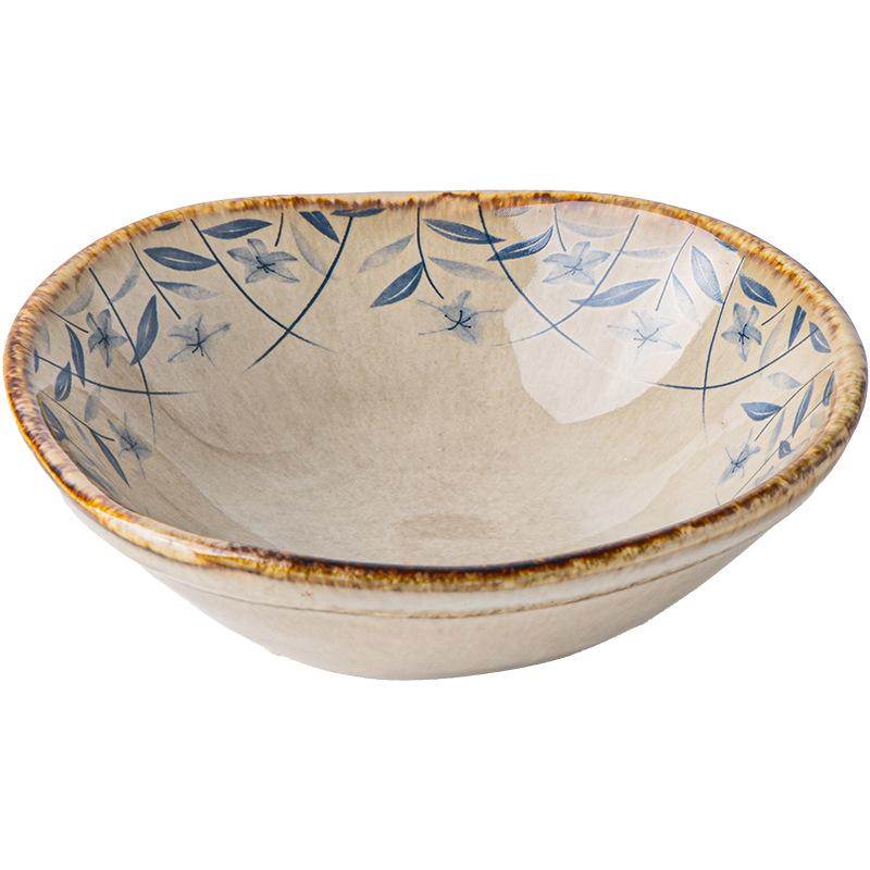 Retro Platycodon Flower Exquisite Taste Plate Ceramic Hot Pot Sauce Plate Household Seasoning Plate Vinegar Plate Export