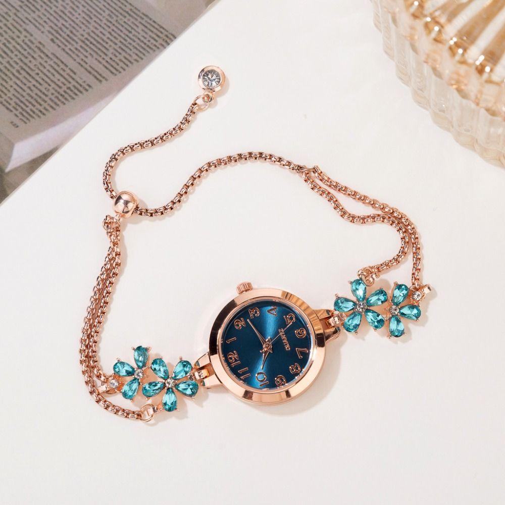 Flower Quartz Wristwatch Ladies Business Watches Elegant Rhinestone Quartz Watch  Casual Wear