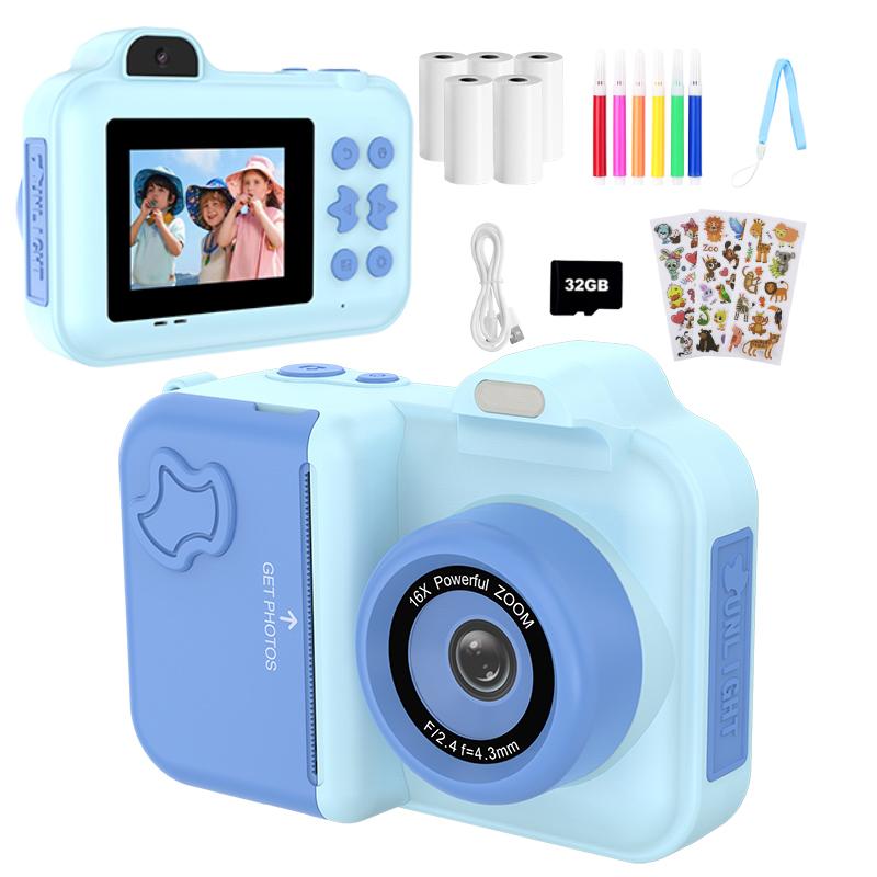 Instant Print Camera For Kids Mini Digital Video Camera Dual Lens Photo Printing Thermal Paper Toys Camera Boys Girls Gifts