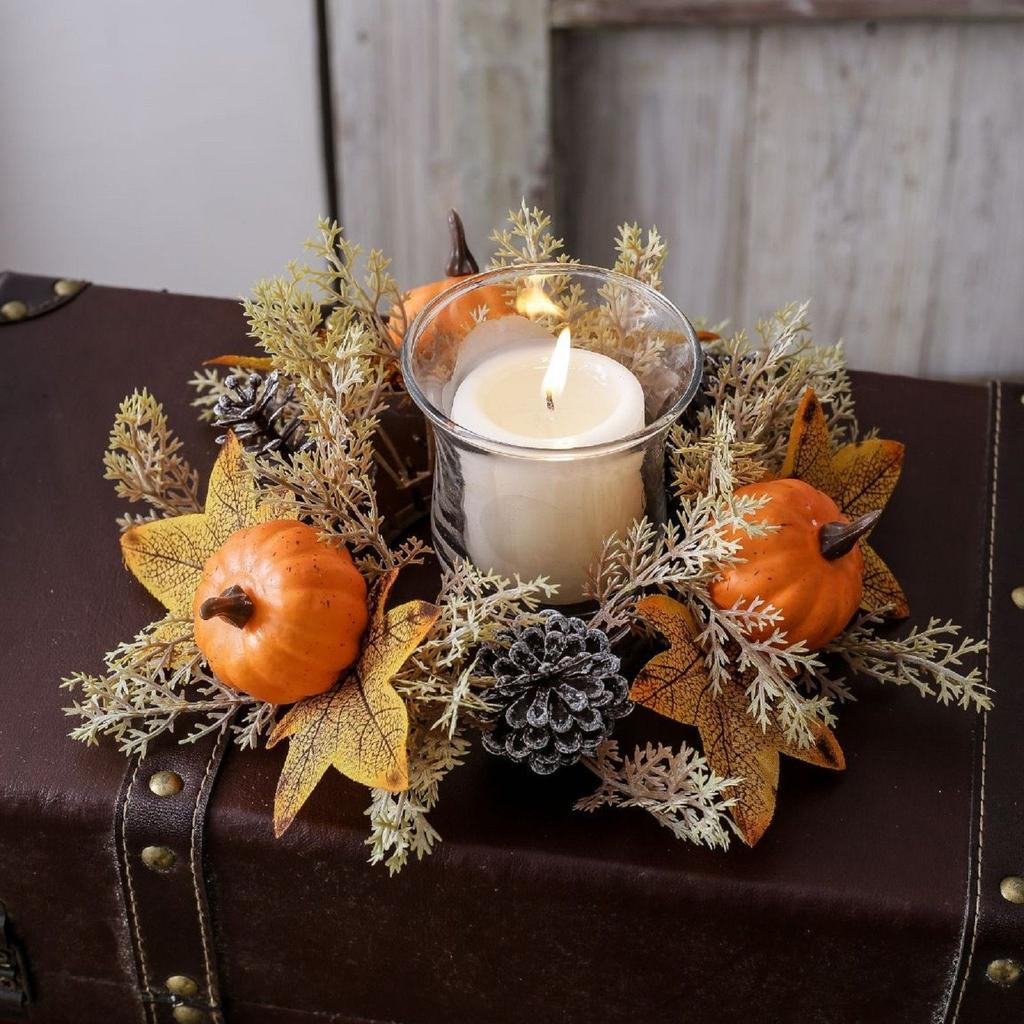 Pumpkin-decorated Scented Candles, Wreaths, And Decorative Items