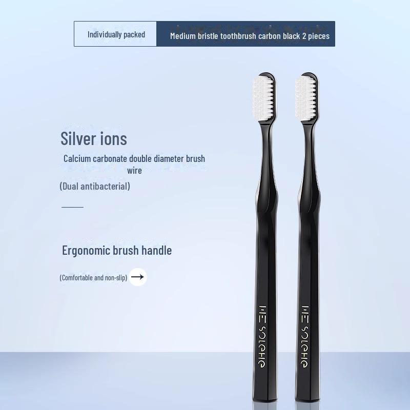 Hefengyu Men's Medium Hard Toothbrush 2-Pack: Durable Small Heads for Adults