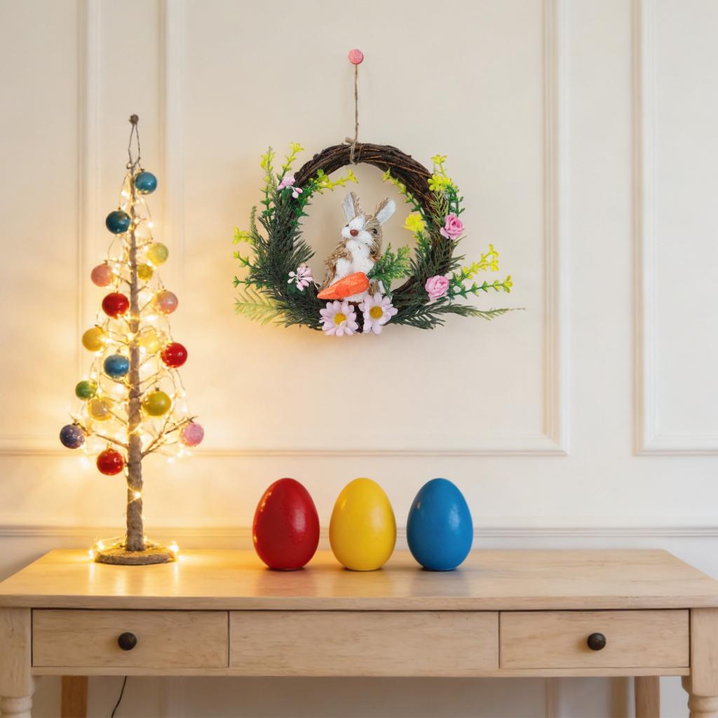 Easter Straw Bunny Desktop Decoration For Festive Atmosphere.