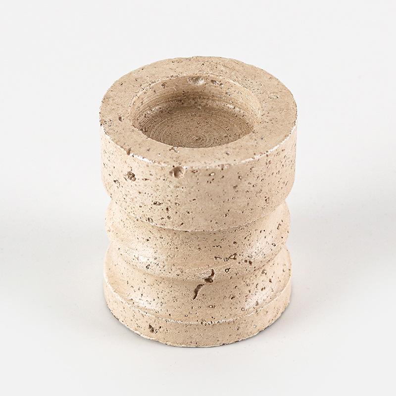 Style Imitation Travertine Candlestick Nordic Minimalist Bed and Breakfast Accessories Aromatherapy Candle Tray Zen Dining Table Entrance Decoration