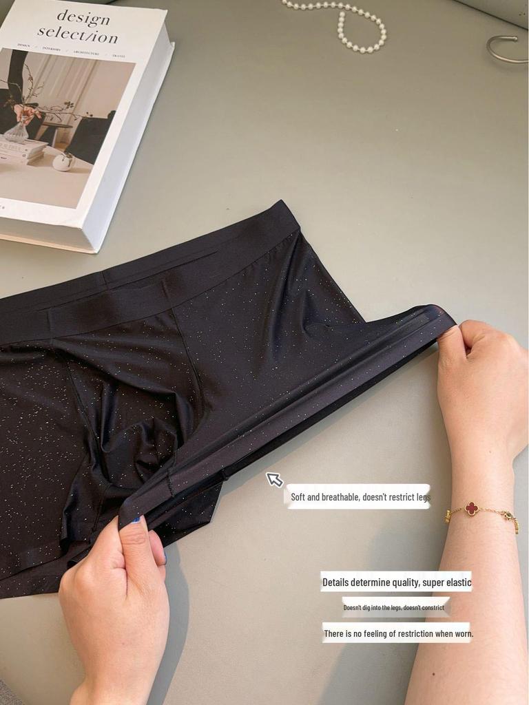 10A Antibacterial Gypsophila Ice Silk Men's Boxer Briefs - 50g Transparent Floating Mask