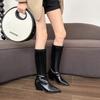 Fashion High Quality Fashion Boots Brown Knee High Boots Women's Shoes Back Zipper Retro Black Motorcycle Boots Fashion Women's Shoes
