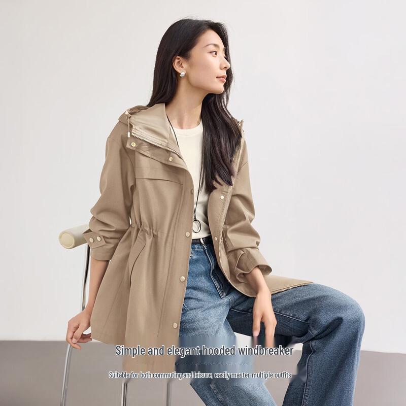 

IHIMI Women s Casual Hooded Windbreaker Trench Coat M