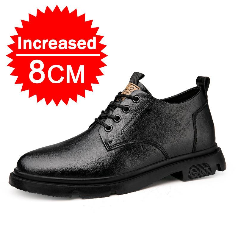 

Модная мужская деловая кожаная обувь, мужские повседневные дышащие рабочие ботинки, увеличение роста на 8 см, удобная внутри обувь ручной работы, трендовая обувь 37