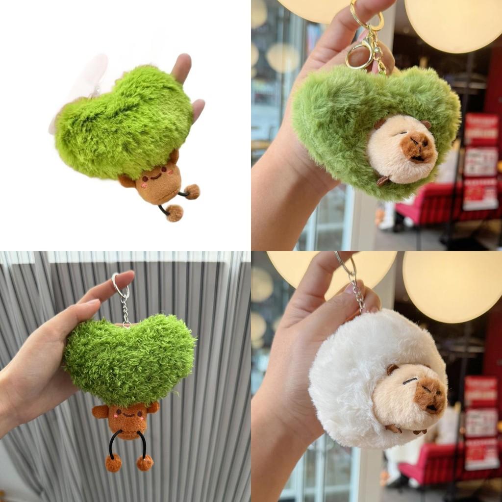 Peluş Anahtarlık Kalp Ağaç ve Gine Domuzu Çıkarılabilir Sevimli Hayvanlı Çanta Süsü ve Koleksiyoncular İçin