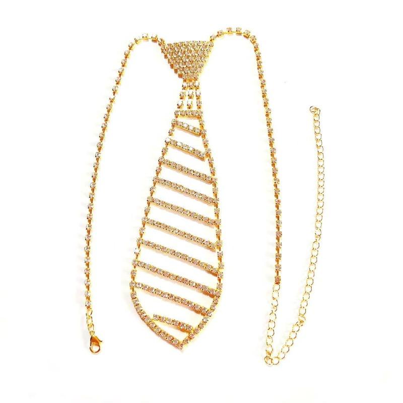 Rhinestone Tie Long Necklaces for Women: Fashionable Diamond-Embedded Bow-Tie Style, Dual-Purpose for Clothing Decoration !