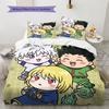 Hunter X Hunter Muster Bettwäsche Steppdecke Set Bettbezug Kissenbezug Zuhause Geburtstagsgeschenk(1 Bettbezug + 2 Kissenbezüge, ohne Füllung)