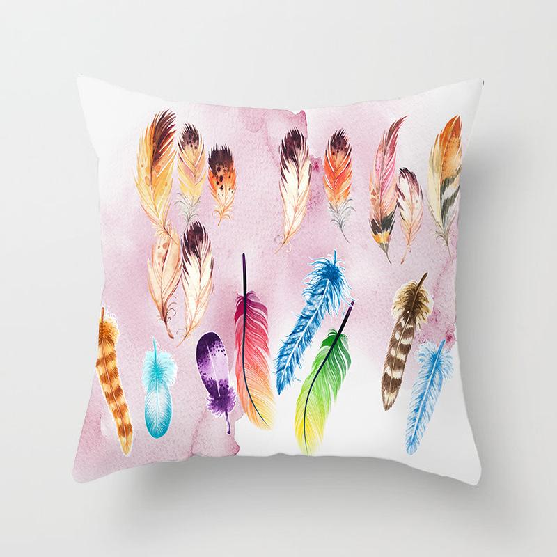 Home Decor Colorful Feather Patterns Pillowcase for Home Pattern Cushion Cover Suitable for Sofa Bedroom Car Pillow Cover