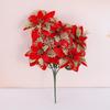 Cross-border Christmas 5-Fork Velvet Artificial Flower Bouquet - Green Plant Bonsai Christmas Decoration
