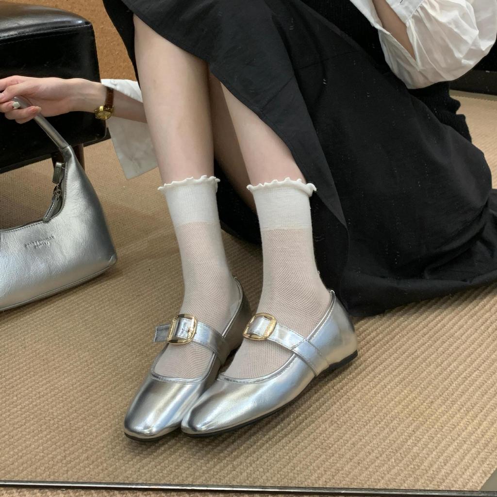 2025 trend Korean version of French temperament Mary Jane shoes low heel non-slip single shoes soft sole Doudou shoes women's shoes fashion