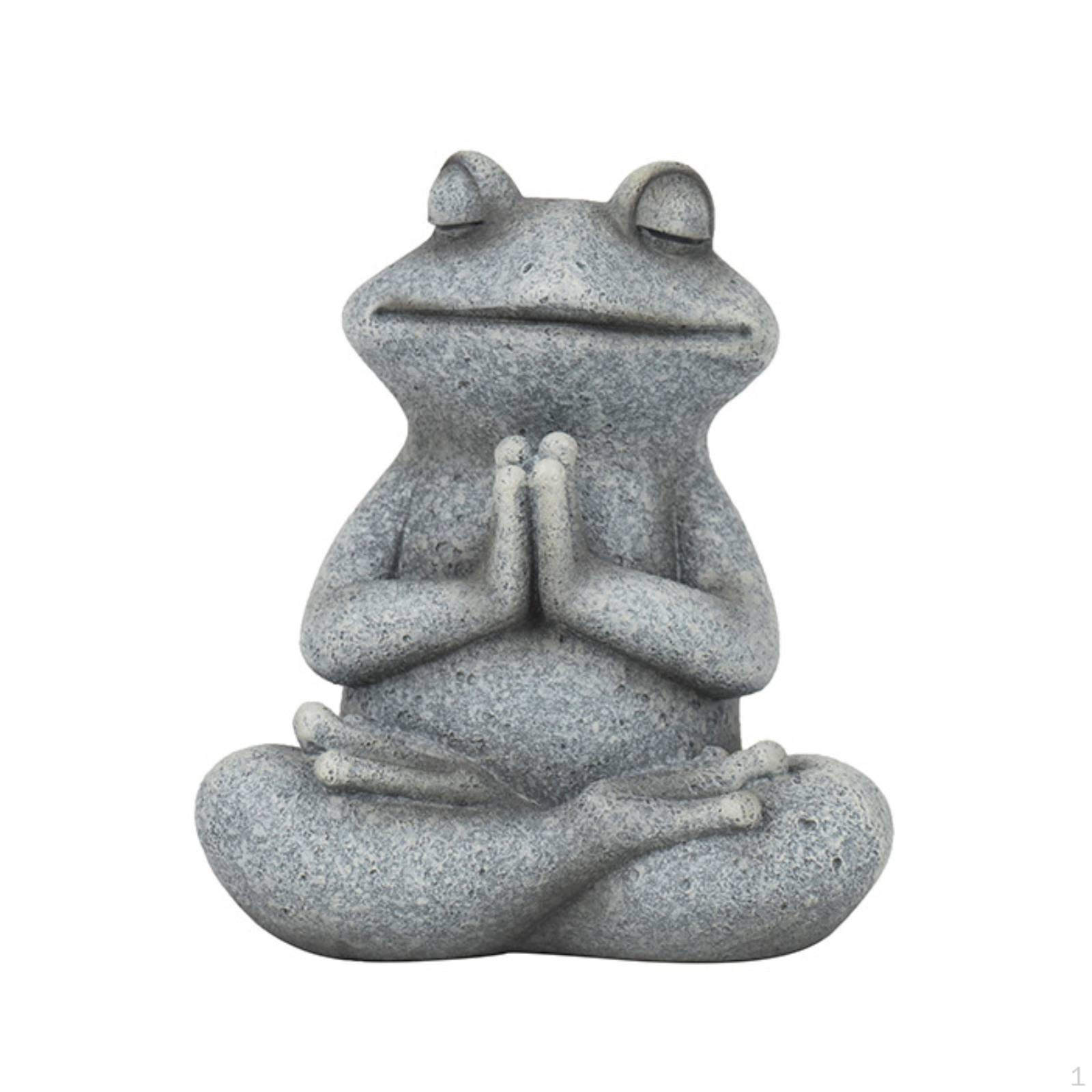 Meditating Meditation Frog Statue Tranquil StoneTextured Decor for Shelf,