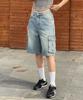 ULIFEZIP City Cargo Bermuda Women'S Half Denim Shorts 3 Colors [Ulzd_0025]
