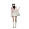 Pink furry short coat women's autumn new pure desire lazy wind waist thin women's top
