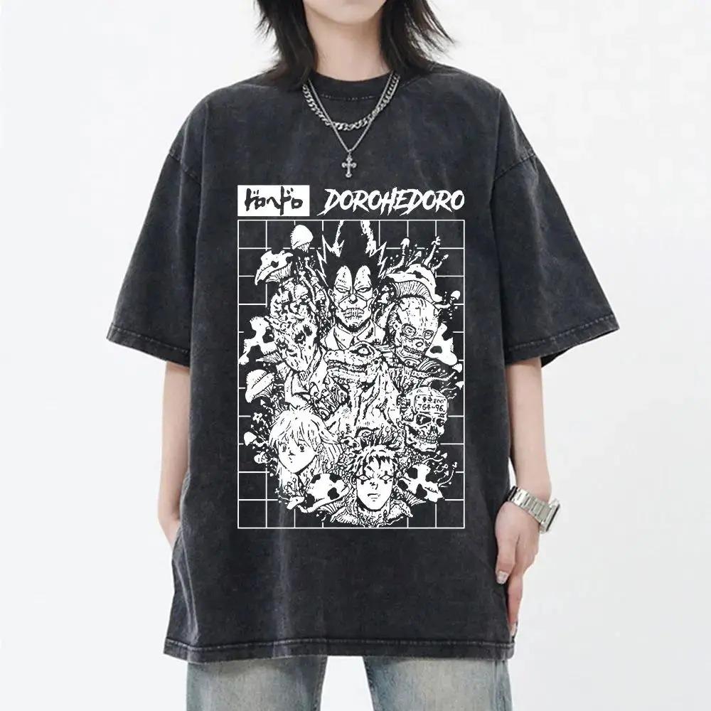 New Arrival Mens Clothes Tee Shirt Homme Graphic T-Shirts Men Tshirt Japanese Anime Dorohedoro Kaiman Vintage Washed