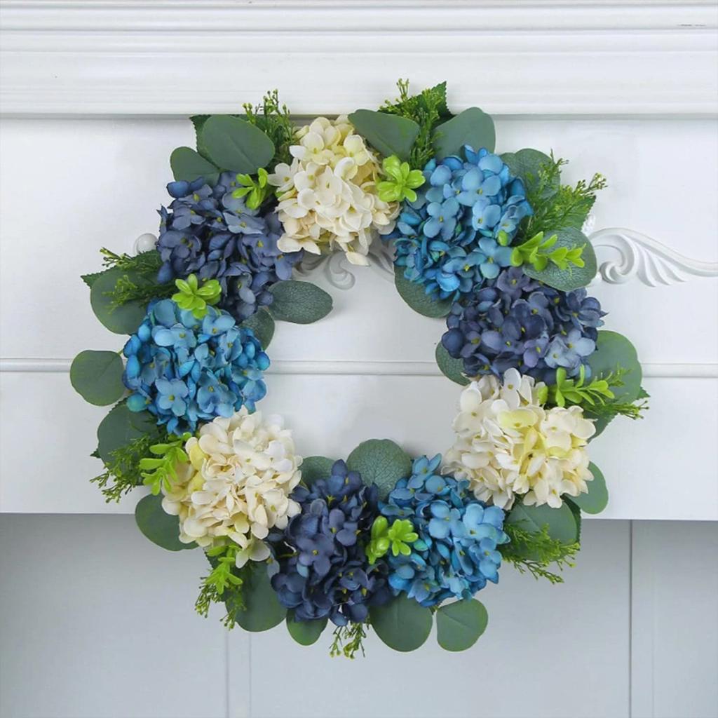 Blue And Hydrangea Wreath Door Hanging Withered Branch Simulation Wreath