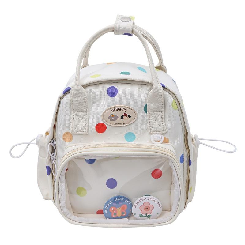 New literary polka dot small fresh simple portable small double back Japanese and Korean daily commuting shoulder backpack