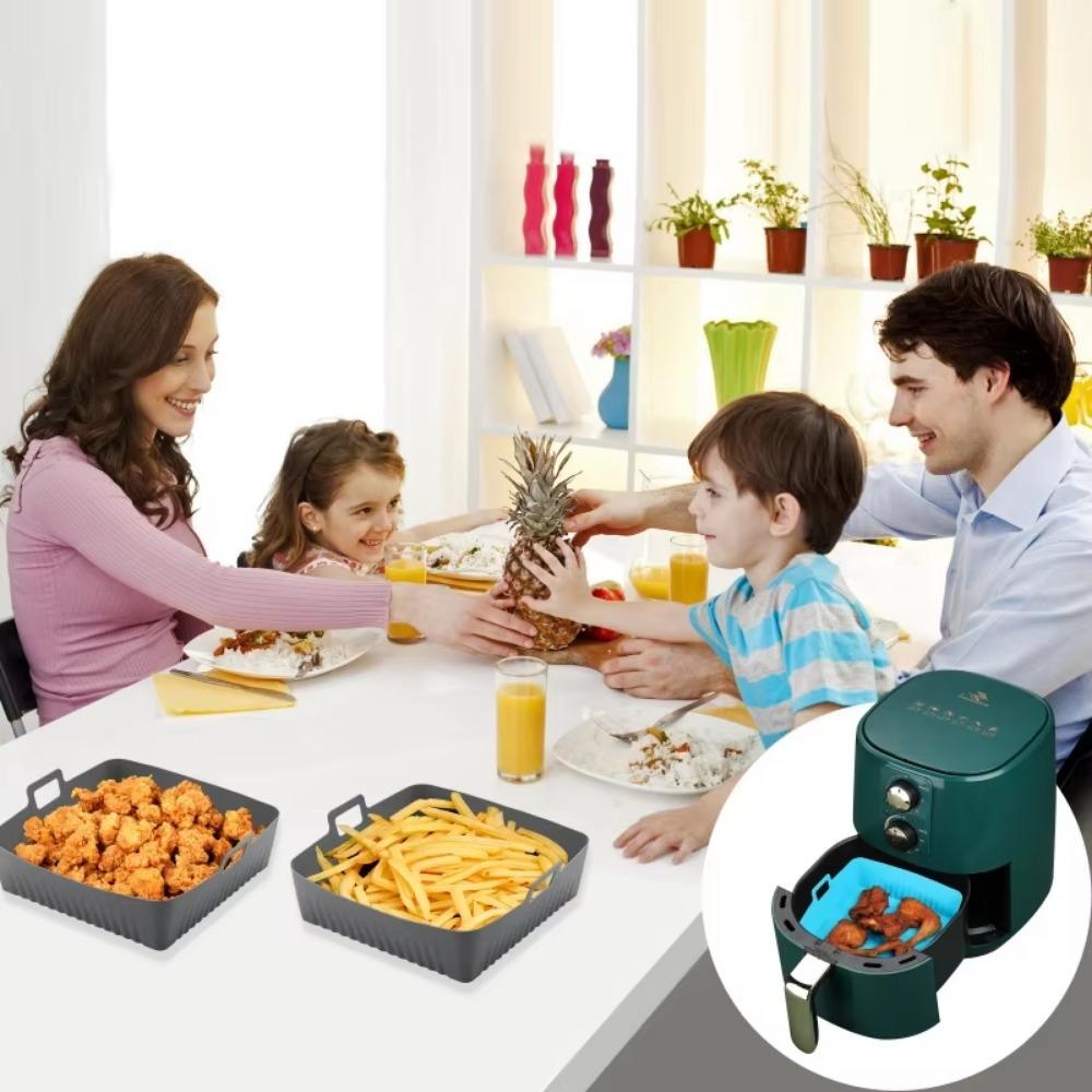 23cm Velký silikonový koš do horkovzdušné fritézy 9" XXL Opakovaně použitelná vložka pro Cosori/Ninja 6-8QT Čtvercová forma na pečení do trouby pekáč