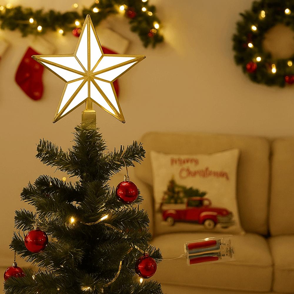 Plastic Christmas Tree Top Star Glowing Lightweight Star-Shaped Light Lovely Christmas Decorative Star Light New Year