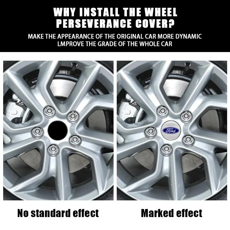 Car Sticker Hot For Ford 4Pcs 56/60/65mm Car Wheel Stickers Center Hub Cap Car Emblem Badge Decal For Ford Focus Fiesta Ranger M