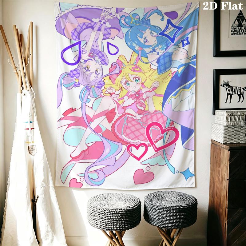 Pretty Cure Wall Tapestry Aesthetic Wall Hanging Printed Fabric Blanket Decorative Tapestries for Bedroom Living Room Home Decor