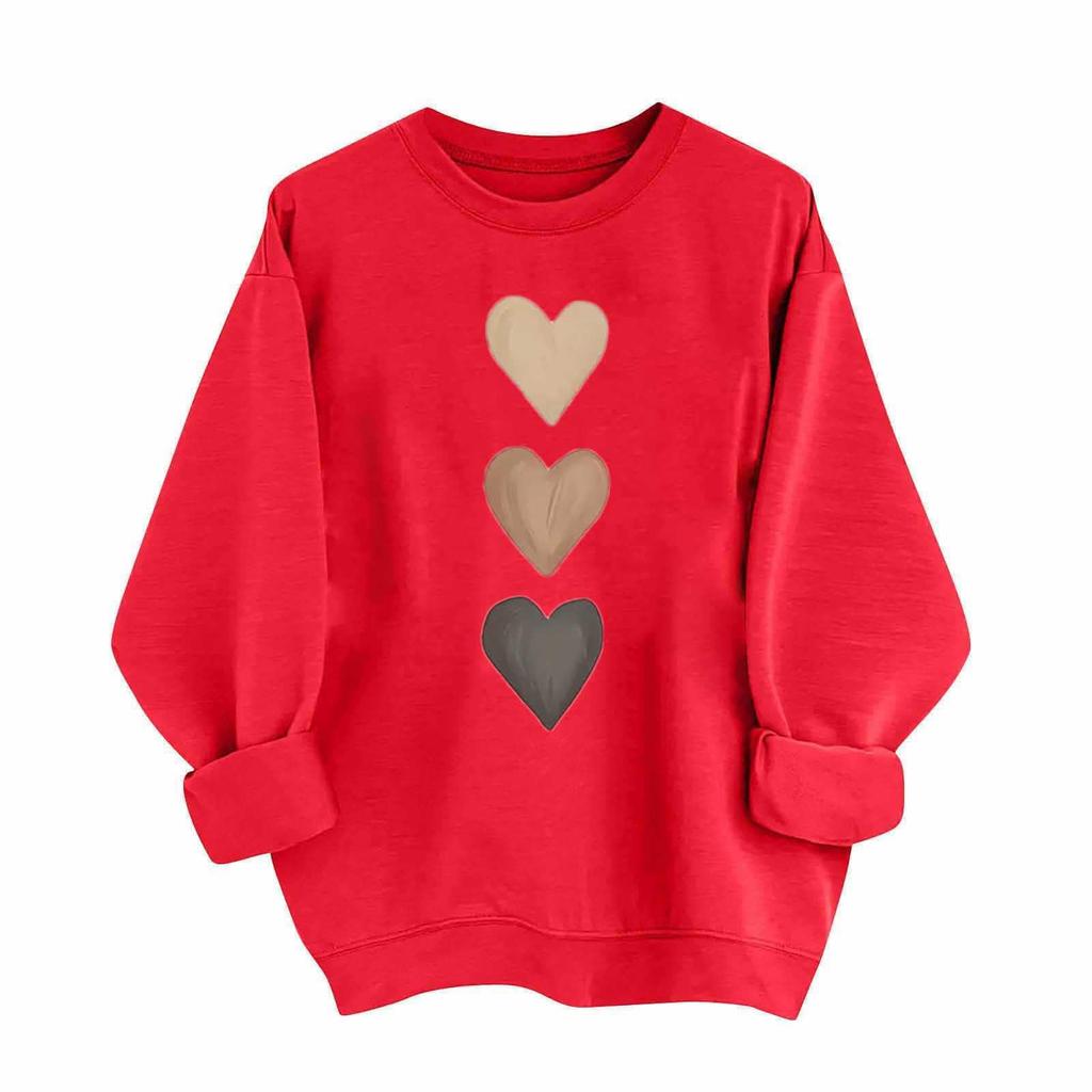 Women's Casual Fashion Valentine's Day Print Long Sleeve O,Neck Sweatshirts Pullover Top