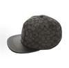 Coach Casquette de baseball Signature à bord plat, Impression Monogramme C Noir All-Over, Visière en Cuir Véritable, Calotte Rigide, Protection UV de Luxe, Casquette Street Skate