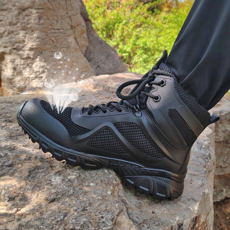 Men's Ultra-Light Tactical Mesh Boots - Breathable, Shock-Absorbing Summer Training and Security Footwear