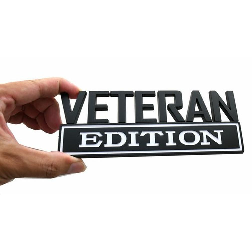 1x VETERAN Edition Decals Car Sticker 3D Raised Letter Emblem Black White