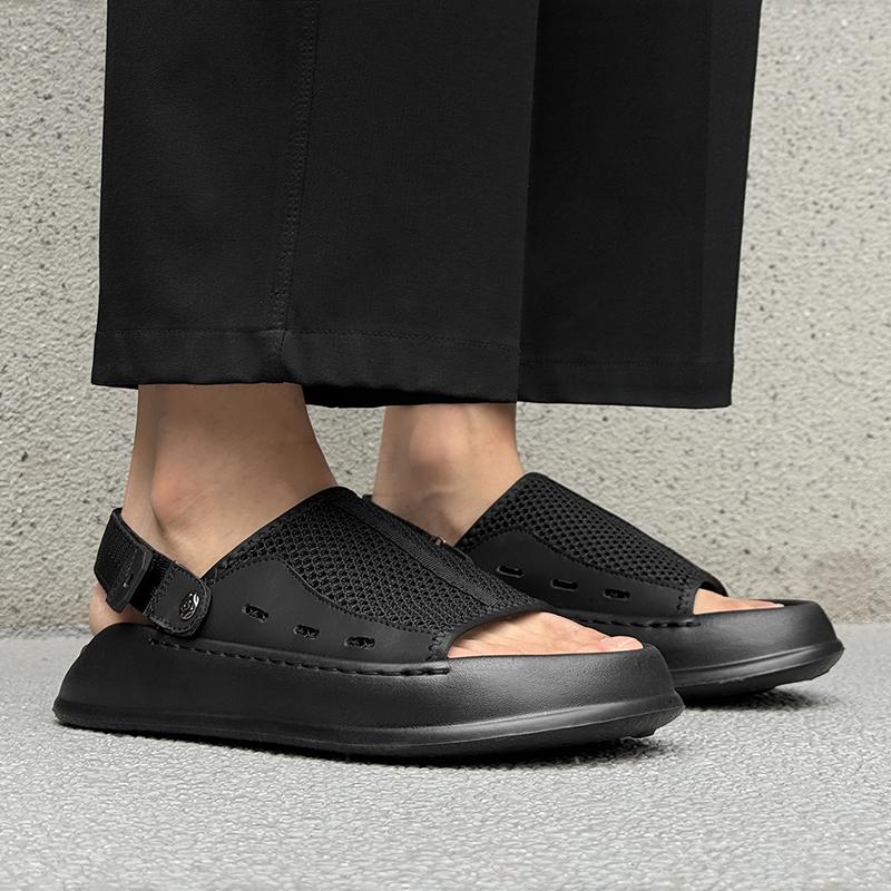 Fashion Men's Mesh Breathable Sandals Lightweight Outdoor Sports Walking Shoes 2025 New Summer Beach Slippers Non-Slip Casual Footwear