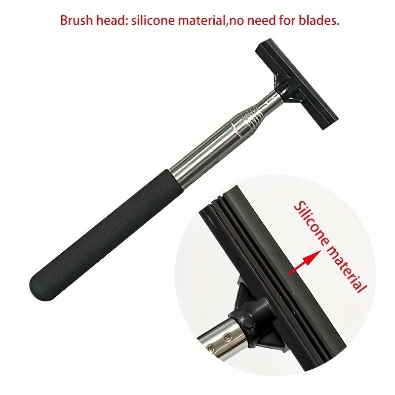 Extendable Aquarium Cleaning Brush Silicone Scraper Stainless Steel Telescopic Handle Multi-Purpose Tool for Algae Removal Glass