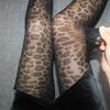 Women's Sexy Thin Transparent Silky Pantyhose Gothic Black Sexy Leopard Animal Pattern Sheer Tights Seamless Stockings Ladies
