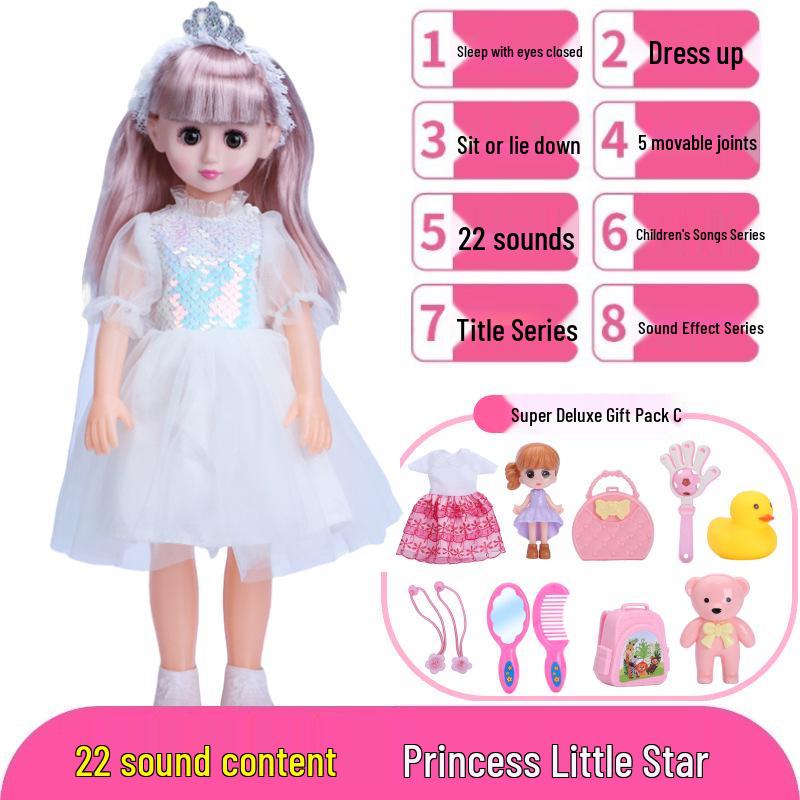 Conjunto de Boneca Inteligente Interativa com Roupas Trocáveis - Brinquedo de Princesa para Meninas, Presente de Aniversário Perfeito