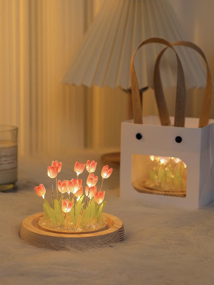 DIY Tulip LED Night Light Kit - Handmade Bedroom Ornament for Qixi Festival or Birthday Gift