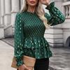 Women's Fashion Casual Autumn Rhombus Print Long Sleeve Blouses & Shirts