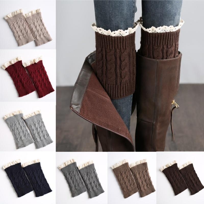 Women Girls Ankle Warm Crochet Thermal Thick Leg Warmer Sock Boot Cover Cuffs Socks Accessories Winter Knit Solid Leg Warmers